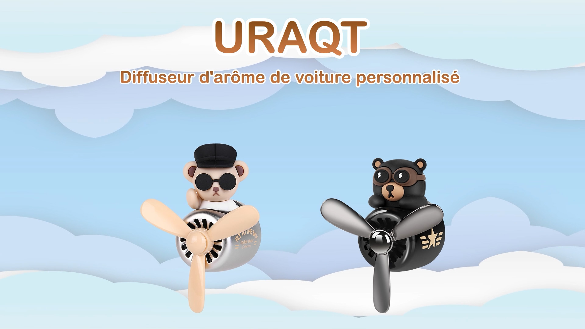 Désodorisant Voiture Ourson Pilote - Ventilateur Et Parfum - Accessoire Déco Pour Ventilation Auto