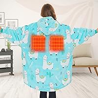 Vista 2 de Venustas Manta térmica con capucha con batería de 7.4 V, manta Sherpa de gran tamaño, acogedora y suave