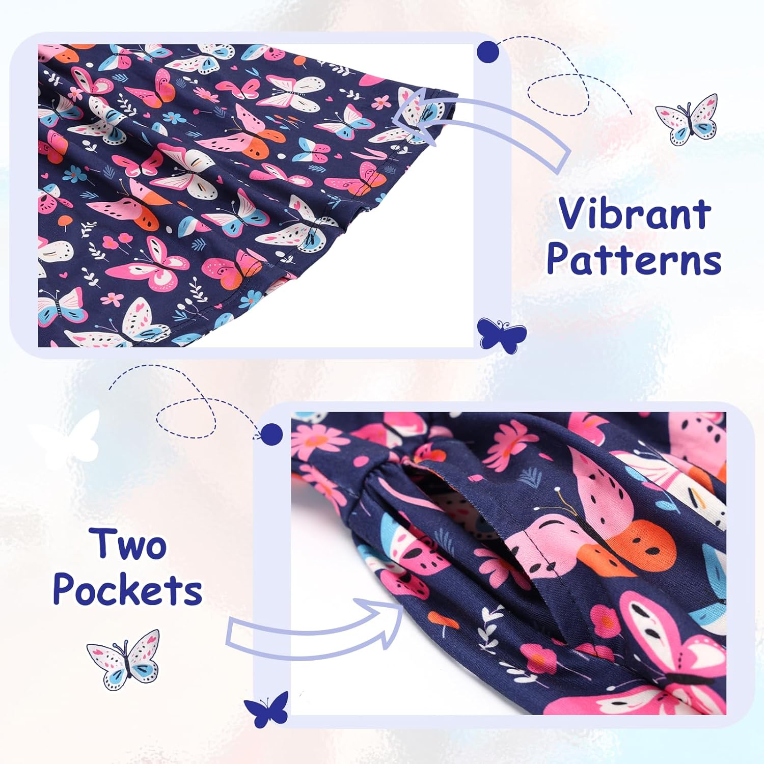 VASCHY Girls Dress, Cute Twirly Stretchy Casual Dress with Pockets Ruffle Sleeve for Toddler/Little/Big Kid Girls Clothing - Image 5