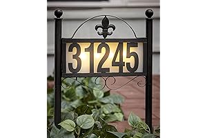 Solar House Number Display Stakes (Double Stake Item) with 4-Digit Address Sign...