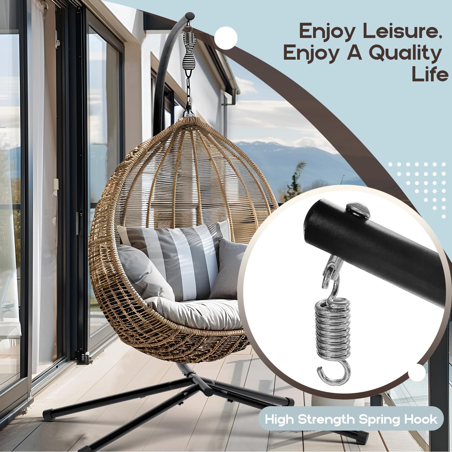 Hammock Stand Only Hanging Chair Stand Only Heavy Duty Swing Chair Stand Outdoor Indoor Egg Chair Stand Frame for Hanging Chair Porch