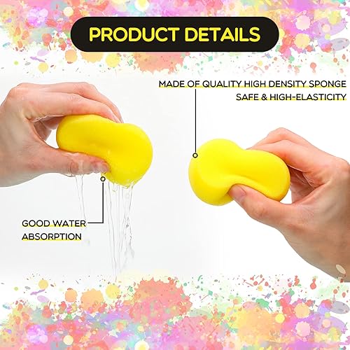 Miniatura 4 de Zhehao Esponja de pintura amarilla, esponja sintética de acuarela de 3 pulgadas, esponjas redondas para acuarela, manualidades, cerámica, arcilla,