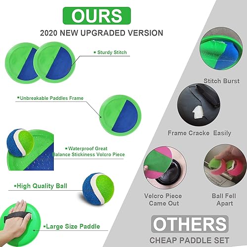 Miniatura 3 de Juego de captura de pelota Toss Paddle juguetes de playa Patio trasero Juegos al aire libre Césped Patio trasero para tirar y atrapar guantes Verde,
