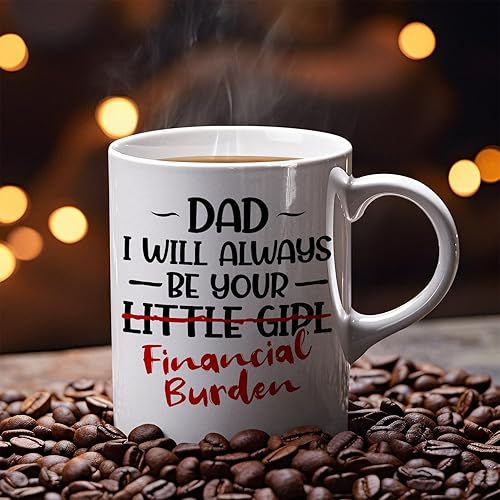 Miniatura 4 de Taza de café de cerámica con texto en inglés "Dad I will Always Be Your Little Girl" Financial Burden Financial Burden, taza para el mejor papá del