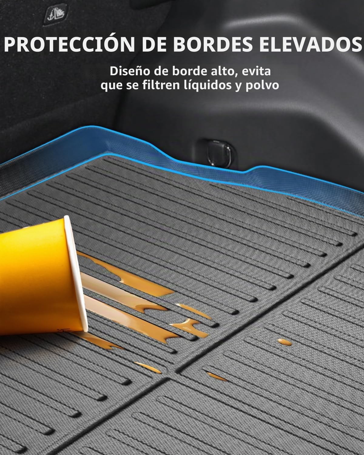 Alfombrillas Maletero para Toyota RAV4 XA50 2025 2024 2023 2022 2021 2020 2019, TPE Alfombras Maletero RAV4 Hybrid Original con Borde Elevado, Antideslizante e Impermeable Accesorios