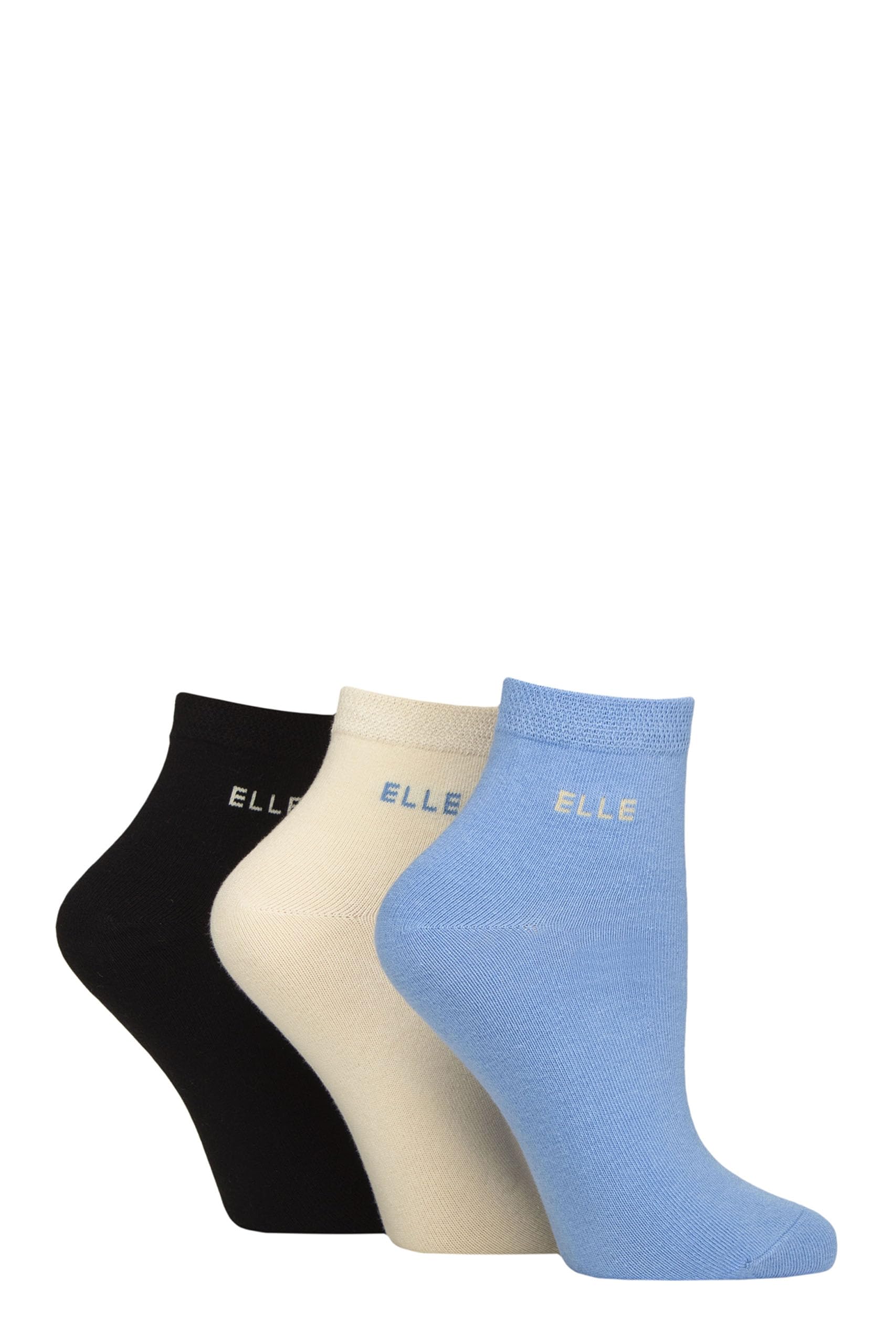 Elle Women's Leopard Noir Plain Cotton Anklet Socks - Soft, Short, Plain, Striped & Patterned With Hand Linked Toes Multipack Of 3 Size 4-8 (Uk, Numeric, 4, 8, Regular, Regular, )