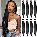 Alrence Pre Stretched Braiding Hair Long Braid 30 Inch 8 Packs Professional Braiding Hair Extensions Synthetic Crochet Twist Braids (30 Inch, 1B#)