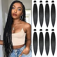 Vista 41 de Alrence Cabello trenzado preestirado largo de 30 pulgadas – 8 paquetes de extensiones de cabello trenzado profesional, trenzas de crochet de fibra