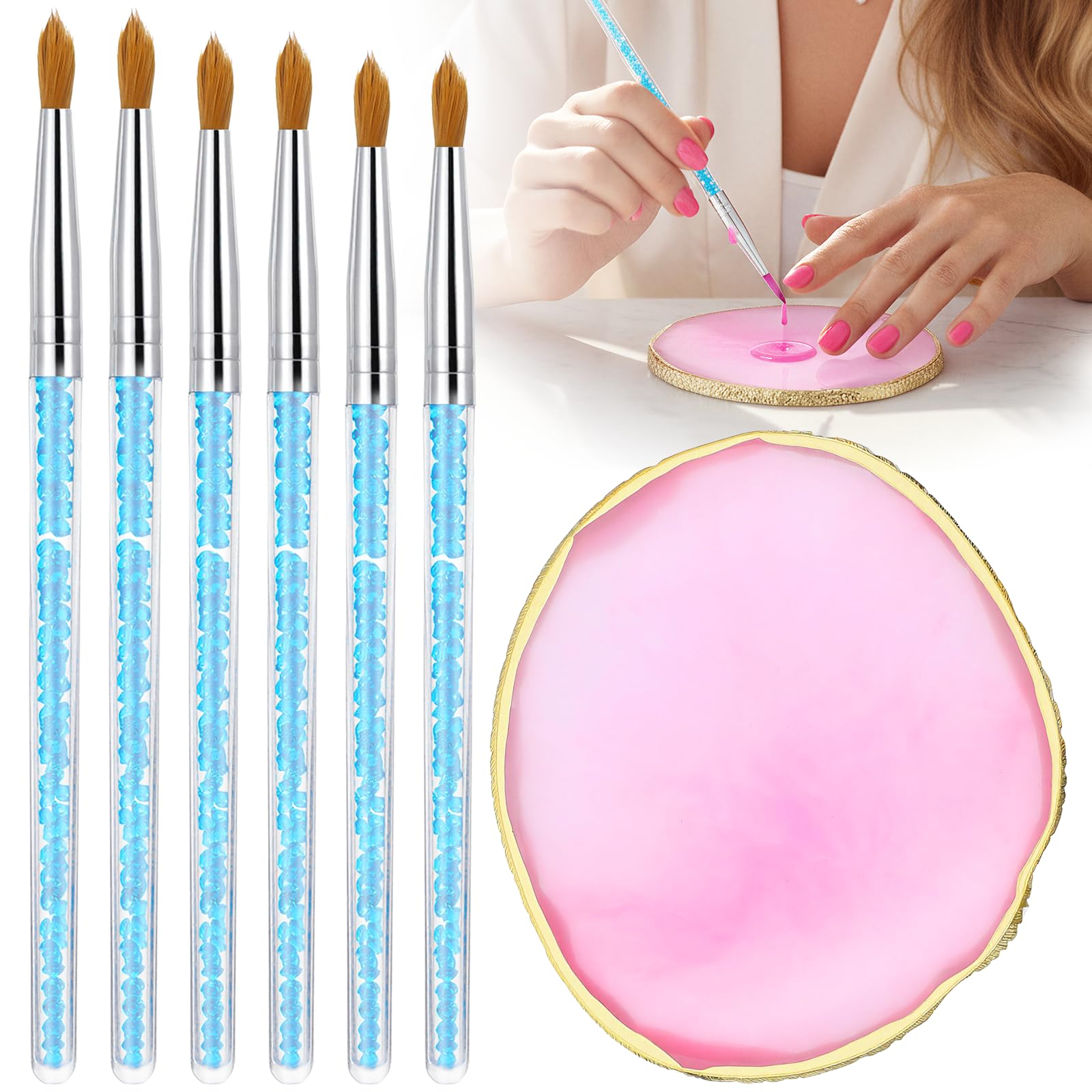 7pcs Nail Polish Mixing Plate, Resin Nail Polish Plate with Nails Brush Acrylic, Gel Polishes Brushes Kit for Nails Arts Design,Painting Kit for Home Salon