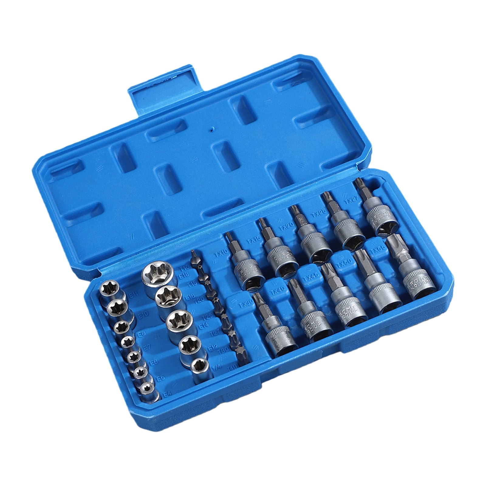 Geavonyg 29Pcs High Strength Carbon Steel Socket Bit With Storage Case Ideal For Mechanics And Professional Use Auto Repair Port Divisions