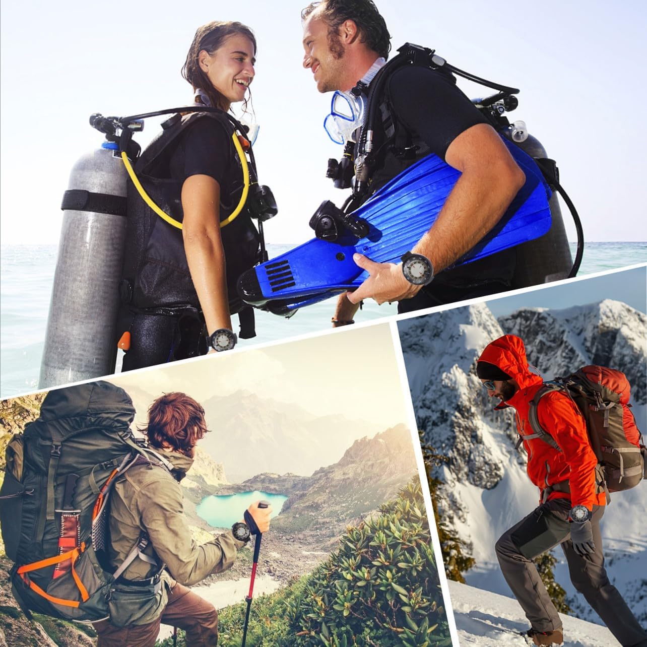 BESPORTBLE Luminous Waterproof Wristband Compass Mini Outdoor Watch Band Compass for Hiking and Camping Activities