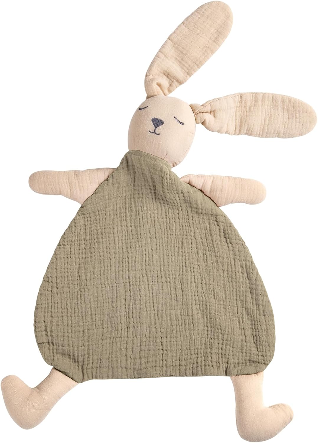 lulumoon Security Blanket: Muslin Lovey for Babies Travel & Daycare - Skin-Friendly Snuggle Companion for Self-Soothe (Bunny-Olive)