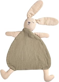 lulumoon Bunny Baby Security Blanket: Skin-Friendly Muslin Snuggle Lovey | Soft Cotton Self-Soothe Lovies for Travel & Daycare - Newborn Gift for Baby Shower