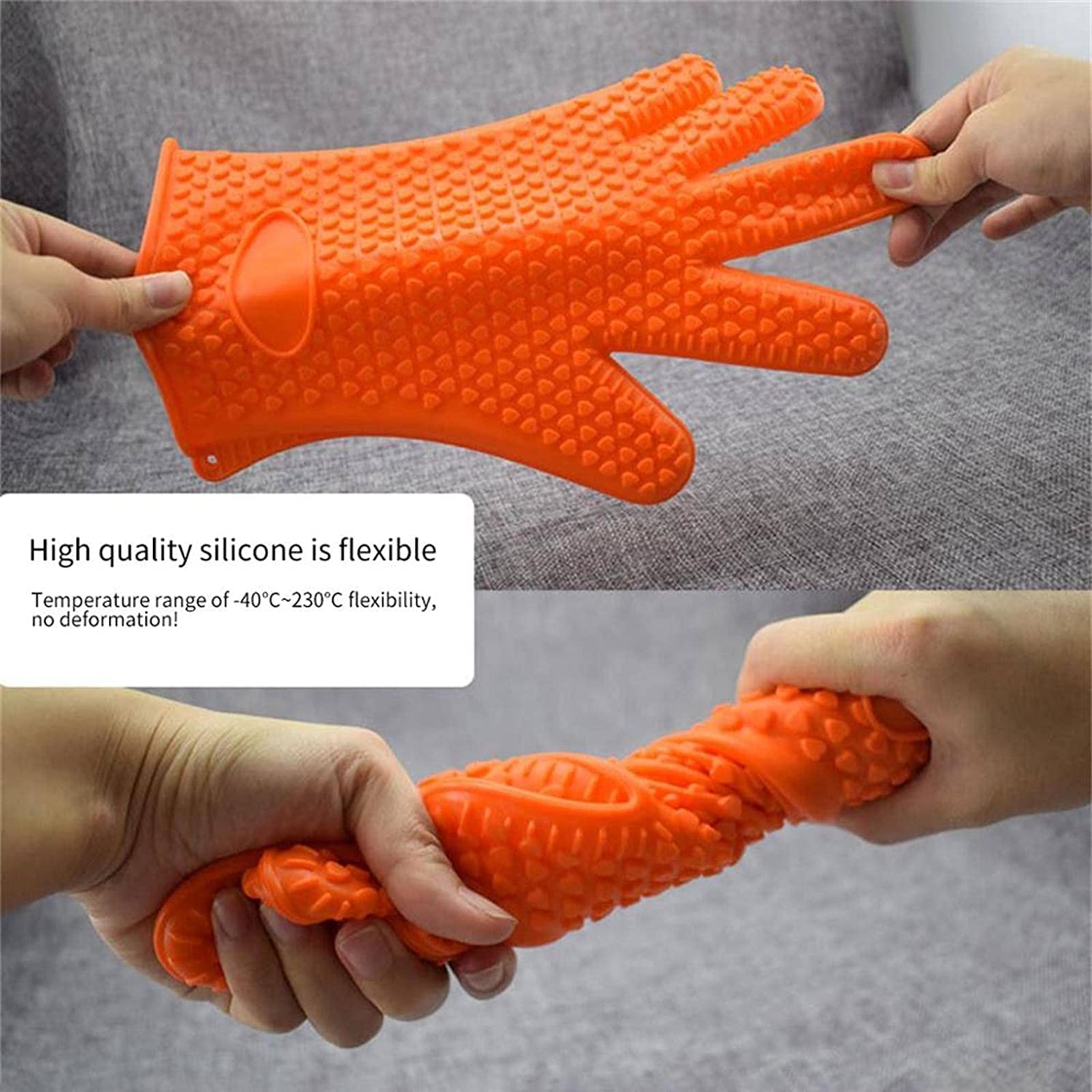Guantes de horno Manoplas de horno de silicona antideslizantes, guantes de horno flexibles y suaves, manoplas de cocina resistentes al calor, guantes de barbacoa para cocinar, hornear, asar a la parri