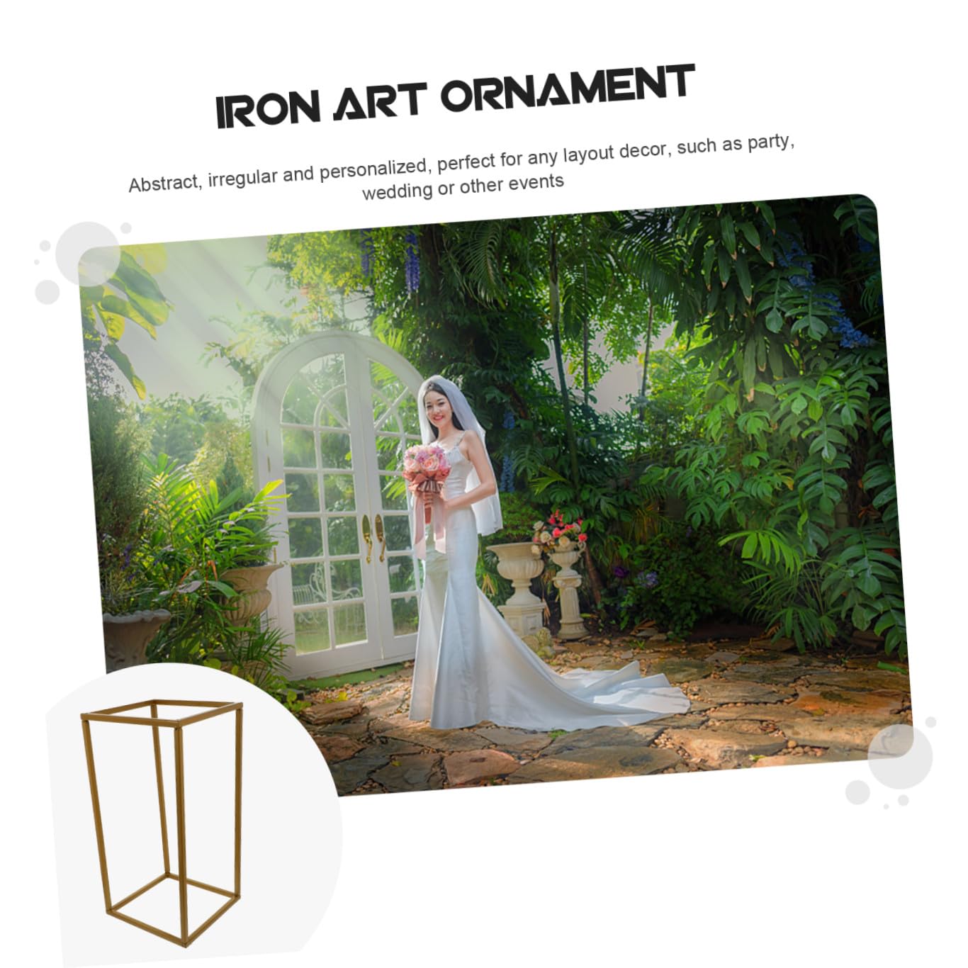 Alipis Rechteckiger Eisenrahmen in Gold Geometrische Form Dekorativ für Hochzeit und Party Romantische Bühne Stilvolle Hochzeitsdekoration