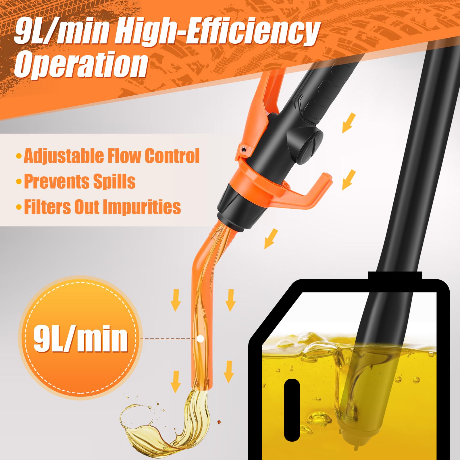 Pompa aspirazione olio elettrica portatile 9 l/min controllo ugello regolabile liquidi non corrosivi cambio olio auto aspirazione carburante adatto cellule D