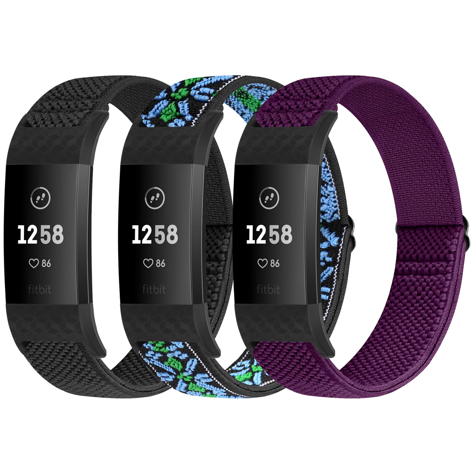 Puhuite Bands Compatible with Fitbit Charge 2 Bands for Women Men, Classic & Special Edition Adjustable Stretchy Nylon Replacement Strap Wristbands for Fitbit Charge 2