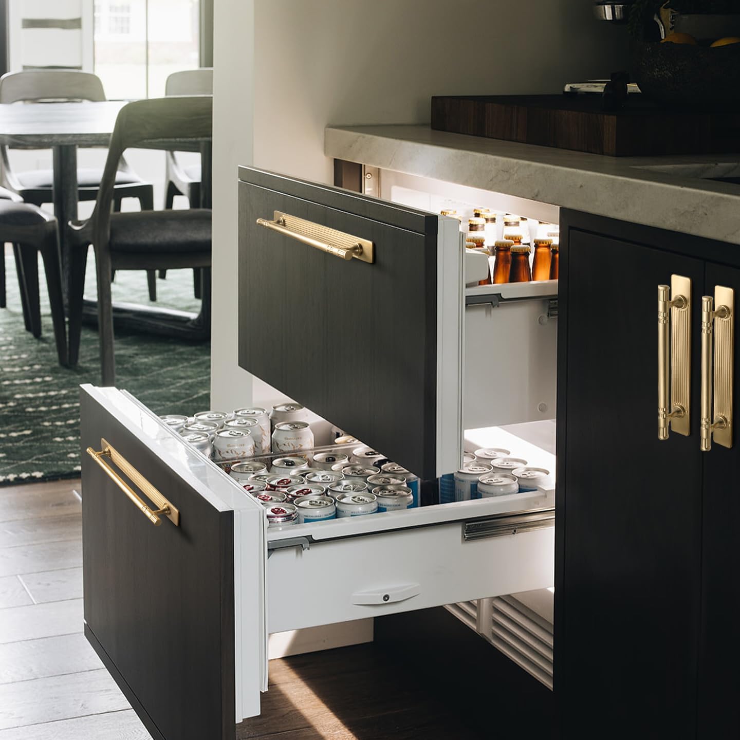 Goo-Ki 5.04" c-c Champagne Bronze Cabinet Pulls with Back/Base Plate - 2 Pack Bar Drawer Pulls Cabinet Handles Zinc Alloy Kitchen Hardware with Spacer