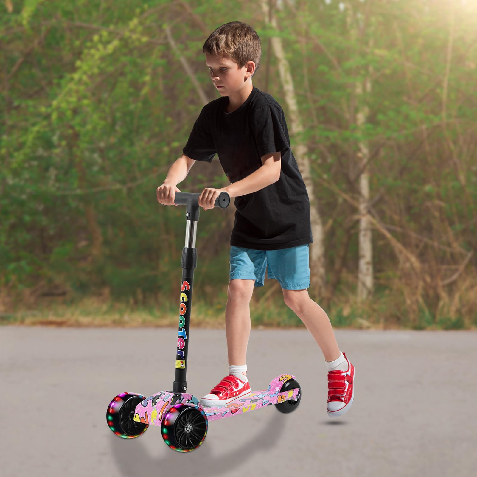 Amazon.co.jp: LED キックスクーター 3輪 キックボード 三輪車高さ