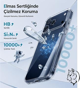 URUCHI Crystal Clear Şeffaf Kılıf, iPhone 17 Pro Max ile Uyumlu, Darbelere Dayanıklı Sert PC Arka Yüzey, Kaymaz Tutuş, Kamera Korumalı, İnce ve Hafif Tasarım, Sararma Karşıtı (Şeffaf)