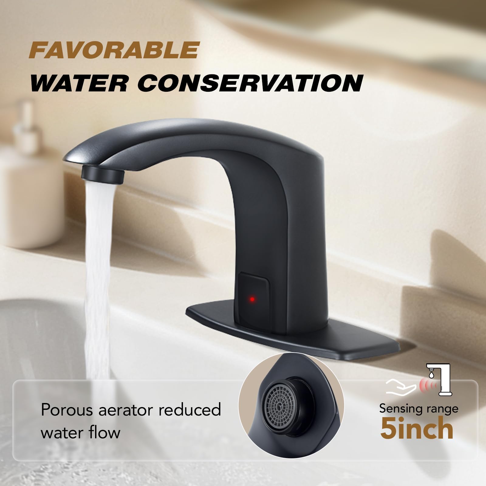 Gangang touch free sensore automatico per lavello caldo freddo rubinetto rubinetto di rubinetto automatico, nero, FN0102B
