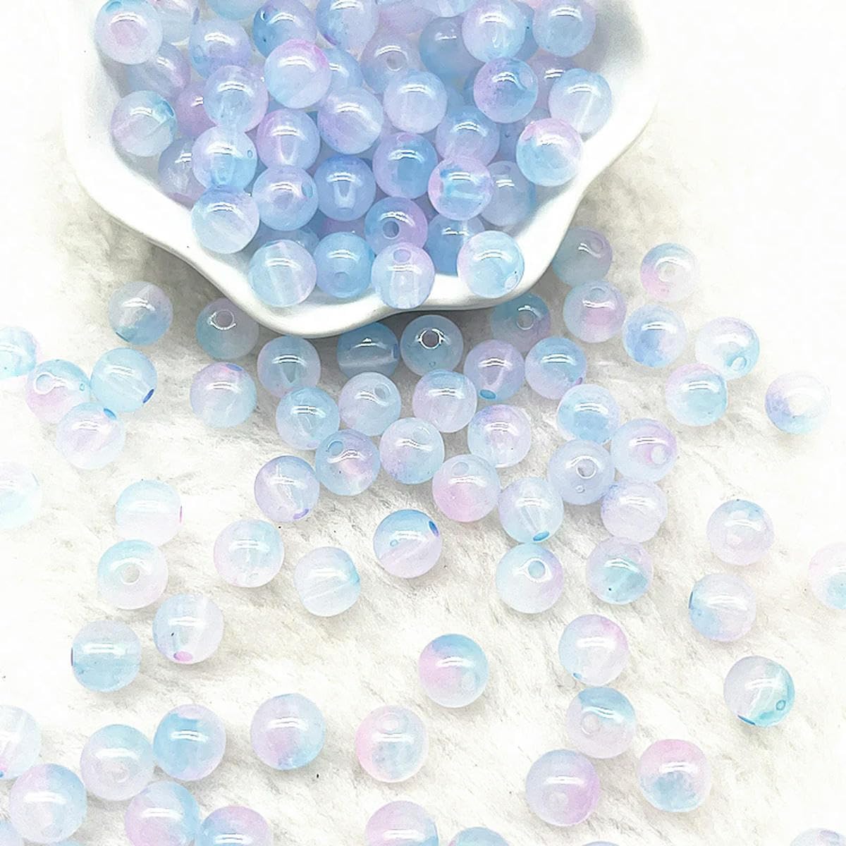 HUIOYG 50pcs 8mm Double Acrylic Beads Loose Spacer Beads for Jewelry Making