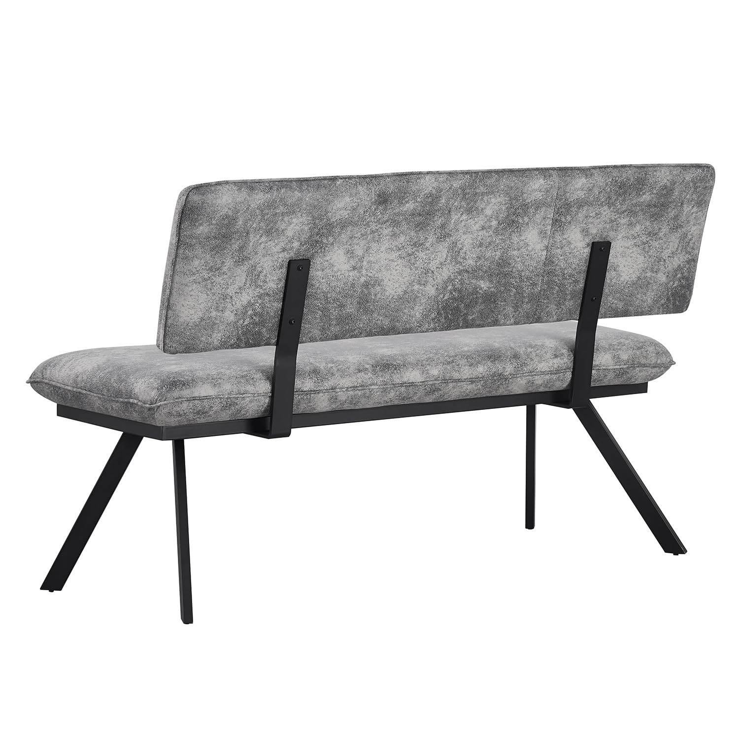 B&D home Banc Juna, Banc de Salle à Manger 140cm rembourré avec Dossier Structure métallique pour Salle à Manger, Couloir, vestiaire, Design Industriel Moderne, Aspect Daim Gris, 11310-140-GRAU