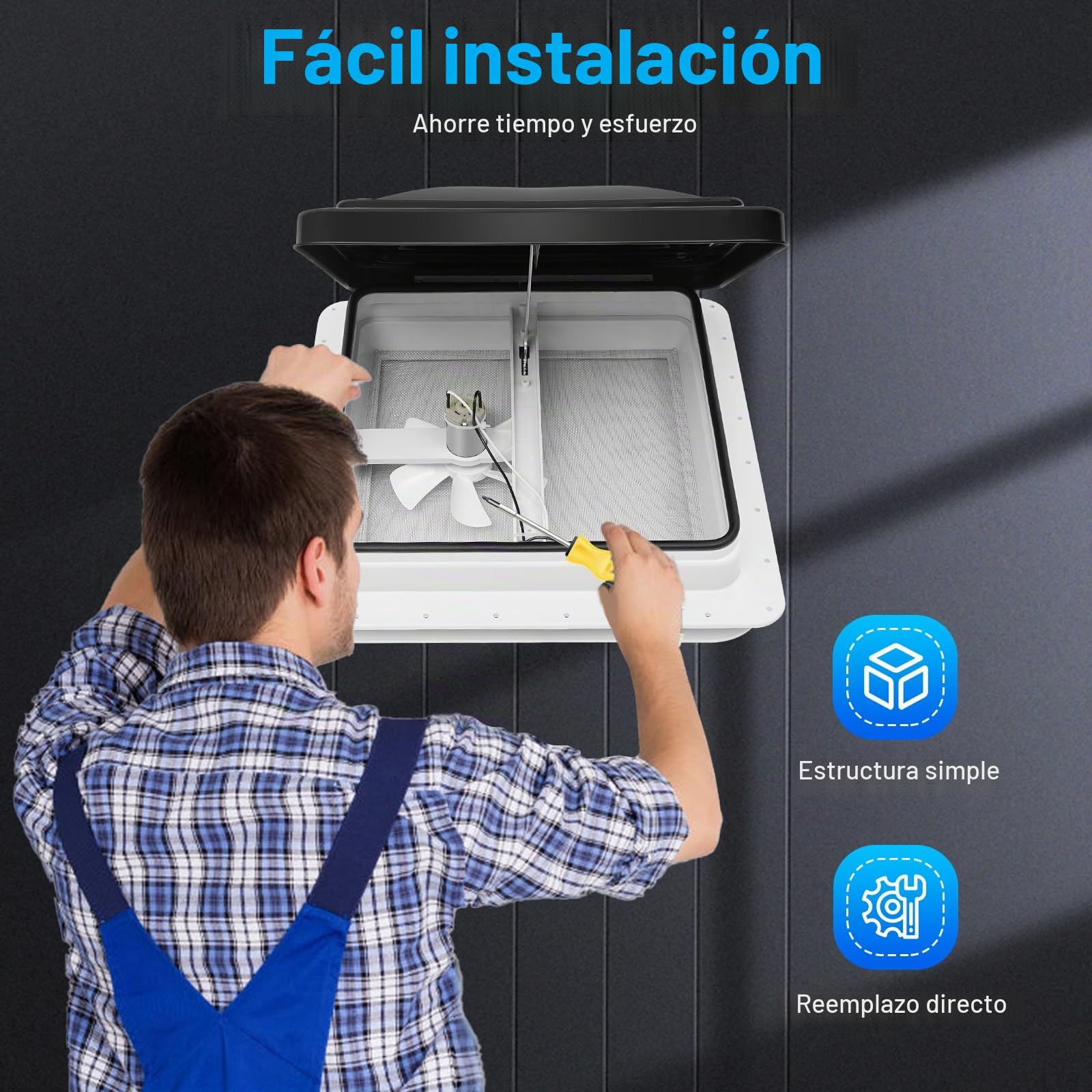 Escotilla de techo para caravana, 42 × 42 cm, claraboya, tragaluz, autocaravana con sellador Dekalin, tornillos para caravanas