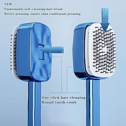 RUIYUE Cepillo de pelo autolimpiante nuevo cepillo de masaje 3D con cojín de aire para bolsa de aire aspecto elegante de galvanizado limpiador