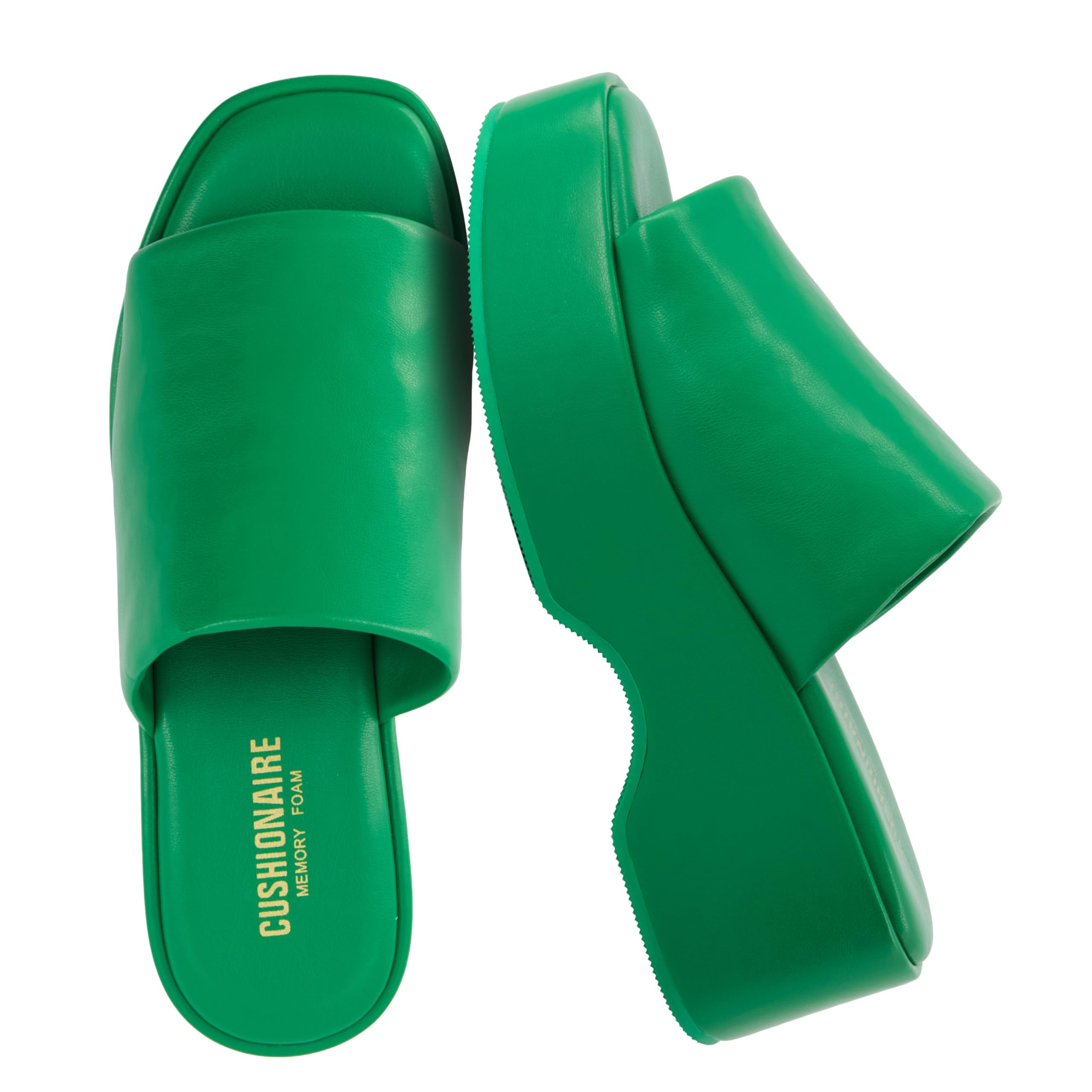 CUSHIONAIRE Women's Spin one band platform sandal with +Memory Foam