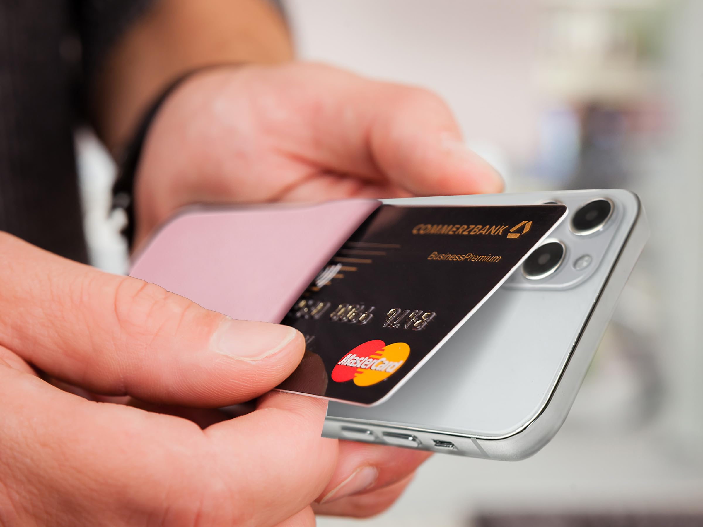 MyGadget Portafoglio per Smartphone - Protezione RFID e NFC – Porta Carte di Credito Cuffie o Soldi - Wallet per Cellulare da incollare - Rosa