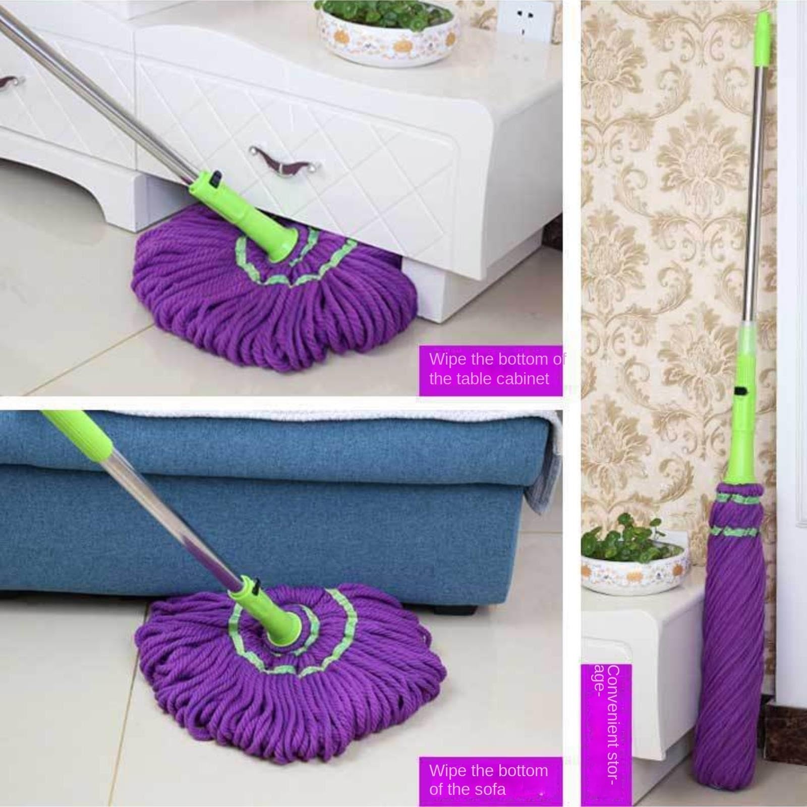 Fregona Fregona Autoexprimible con Mango Extendido Giratoria Giro Automático Exprimible Lavado Manos Libres Limpieza Suelo