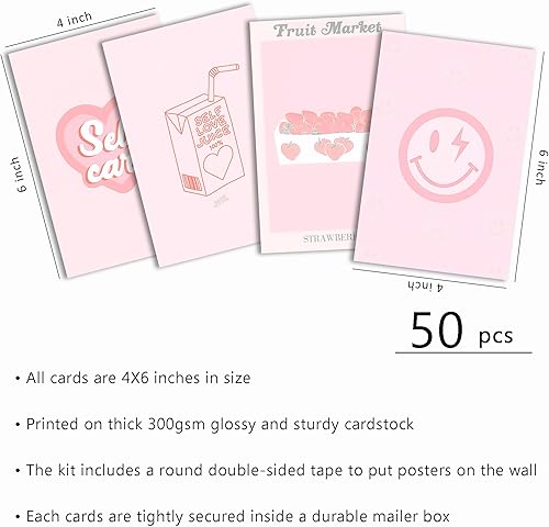 Miniatura 2 de wall67 Decoración estética de habitación rosa, kit de collage de pared rosa para pósteres estéticos de habitación, decoración estética rosa para