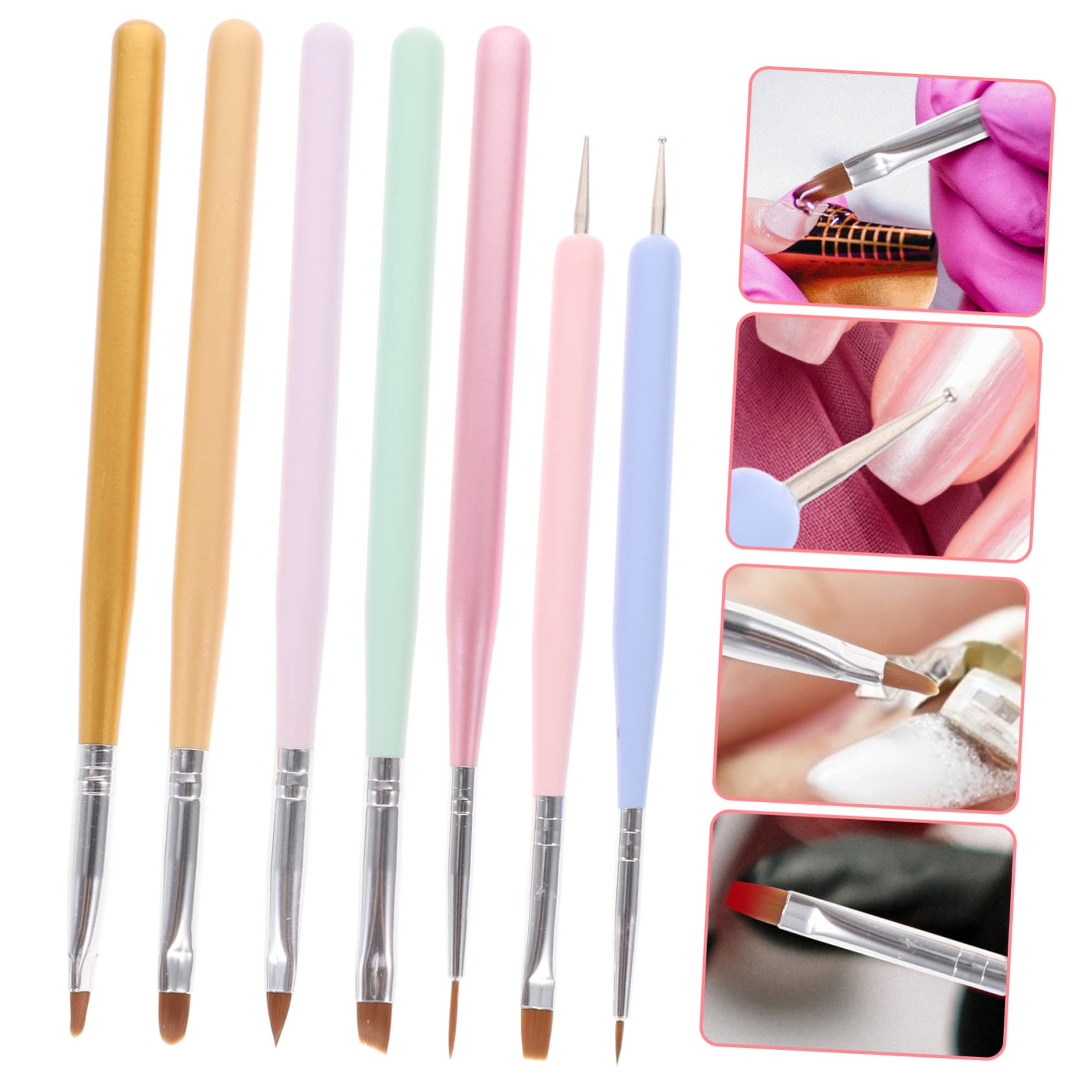 FRCOLOR 5 Set Di Pennelli Per Unghie Per Manicure E Per Nail Art Per Smalto 7 Pezzi*5