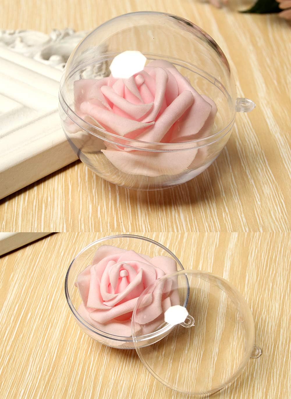 Clear Plastic Fillable Ornaments Ball, DIY Ornaments for Christmas, Wedding, Party, Home Decor (200mm Diameter /2pcs) - Image 9