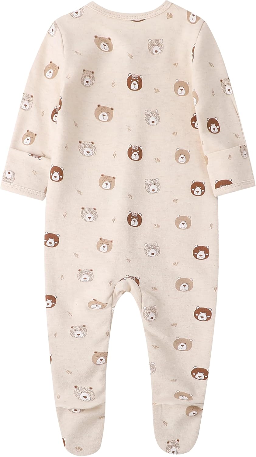 O2 BABY Baby Boys Girls Organic Cotton Zip-Front Sleeper Pajamas, Footed Sleep 'n Play