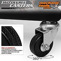 Vista 8 de M-AUTO Taburete mecánico Asiento de detalle Asiento móvil utilitario rodante con ruedas giratorias bloqueables, capacidad de 300LBS Asiento rodante