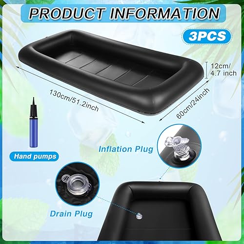 Miniatura 2 de Leitee 3 unidades de barra de servirbandeja de servir para bufé de hielo, enfriador de bebidas con tapón de drenaje, enfriador inflable para