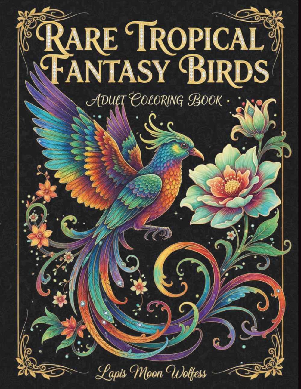 Rare Tropical Birds Coloring Book for Adults: Fantasy Exotic Birds with Botanical Decorative Elements for Relaxation and Stress Relief