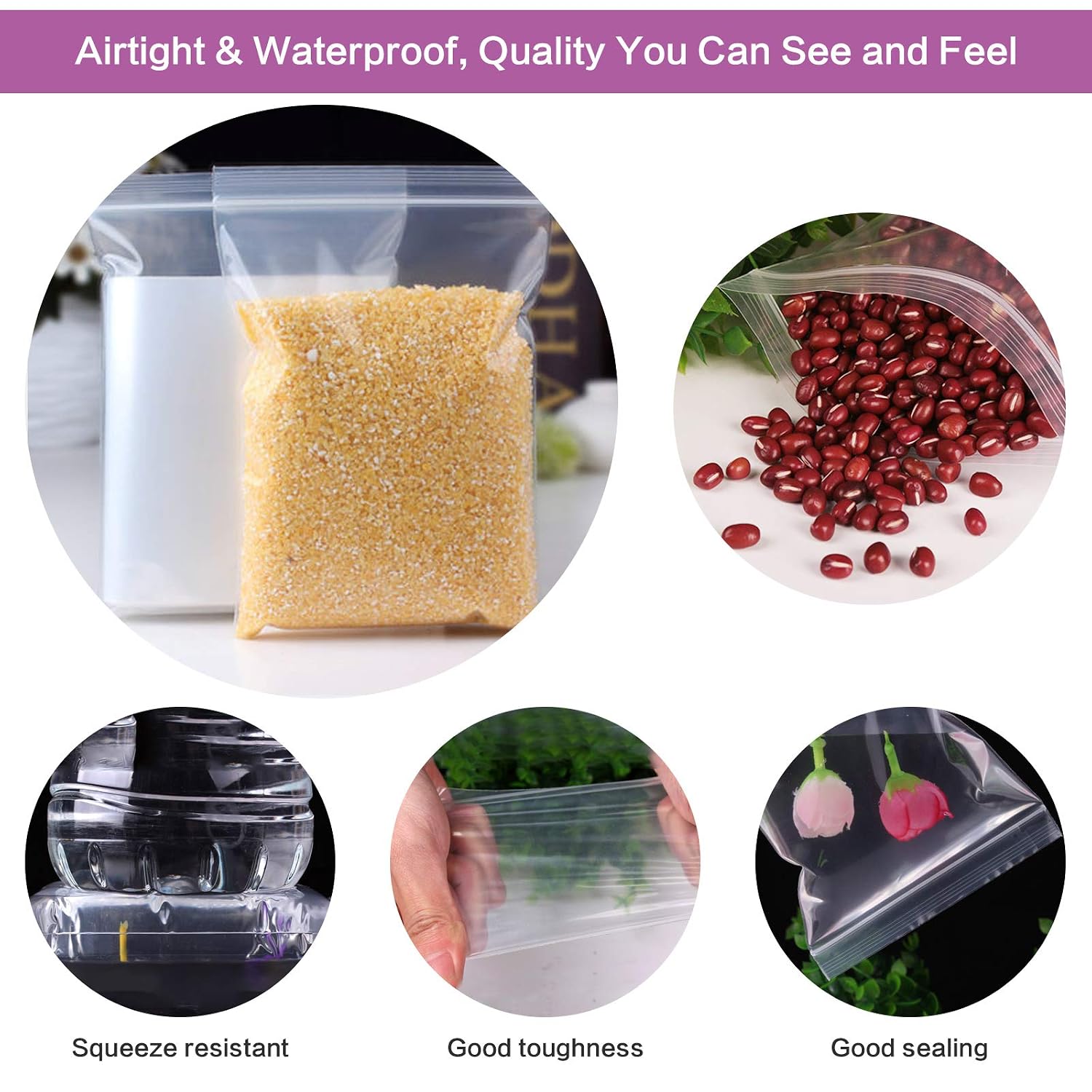 1200 Pack Plastic Poly Zipper Bag 3 X 4 Inch 2 Mil, Small Clear Reclosable Zip Bag, Resealable Storage Baggies for Jewelry, Beads, Crafts, Samples