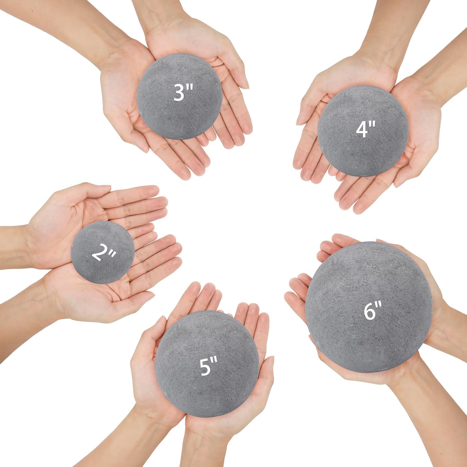 Skyflame 12PCS Fireplace Ceramic Balls, Mixed of 4 Sizes Fire Pit Balls Set for Indoor and Outdoor Fire Tables or Fireplaces Accessory,Gray