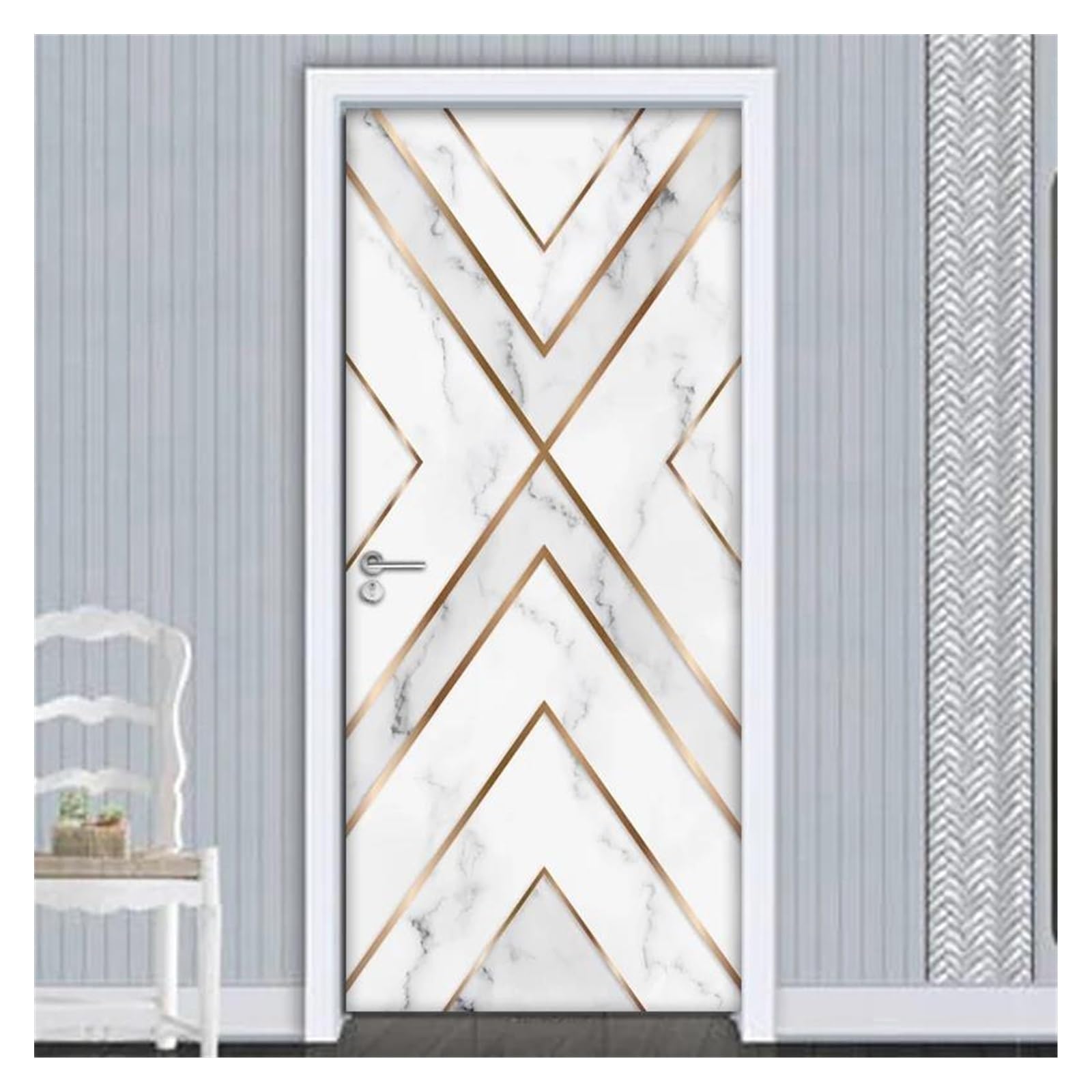 Sticker mural porte 3D étanche - Papier peint autocollant décoration maison 95x215