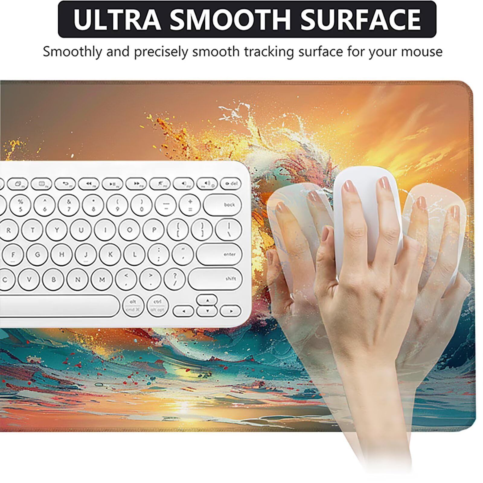 Ondas Alfombrilla Ratón Gaming XXL 1500x800mm, Alfombrilla Gaming Color Mousepad con Base de Goma Antideslizante, Impermeable Desk Mat para Teclado y Raton, Accesorios Gaming, Regalos de Hombre K-3