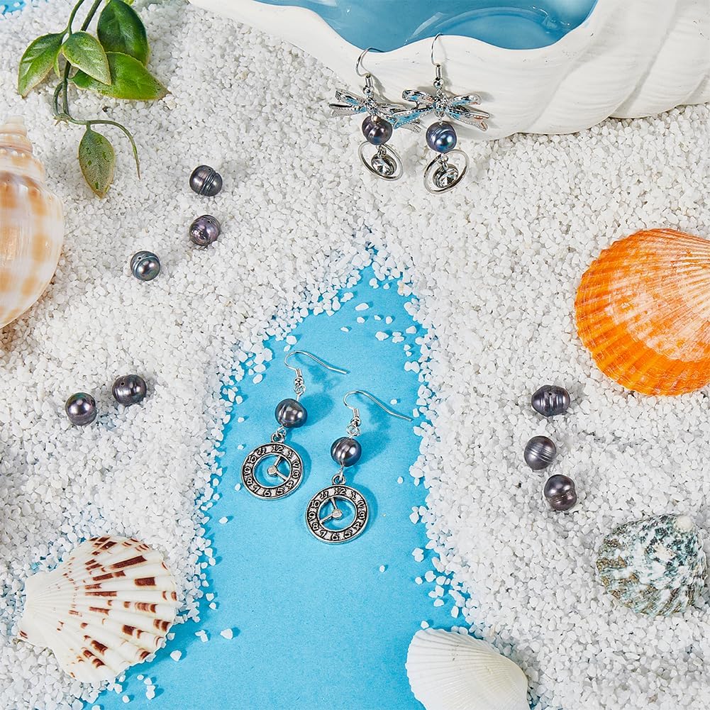 SUNNYCLUE 1 Box 43~48Pcs 7.5~10mm Freshwater Pearl Bead Black Pearls Beads Natural Cultured Baroque Round Irregular Obsidian Genuine Pearl Beads for Jewelry Making Bead Supplies DIY Necklace Bracelet - Image 4