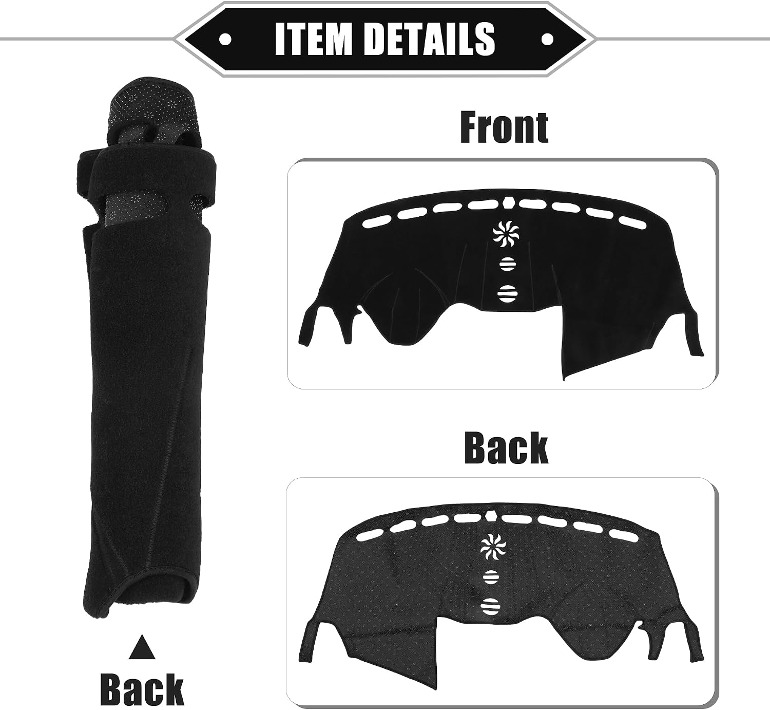 Car Dashboard Cover Mat Compatible for Ford Escape 2013-2019, Protective Polyester Black Center Console Interior Trim Dash Board Mat