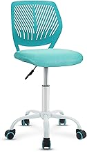 DORTALA Office Chair, Ergonomic Comfortable Armless Desk Chair, Adjustable Mid Back Children Study Chair w/Adjustable Height & Lumbar Support, Swivel Mesh Task Chair for Office and Home, Turquoise