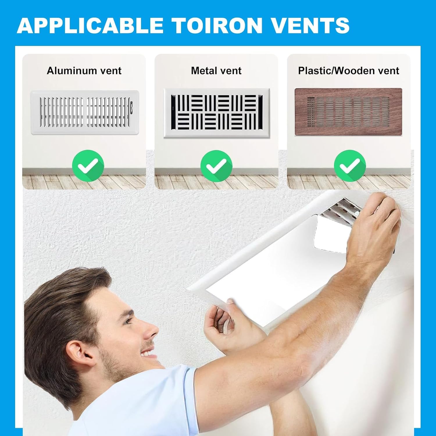 6-Pack White PVC Vent Covers 5.5" x 12" - Universal Non-Magnetic Vent Covers for Floor/Wall/Ceiling | Strong PET Adhesive Backing | Fits RV, Home, Office (Plastic/Wood/Metal) (White PVC Cover 6pcs)