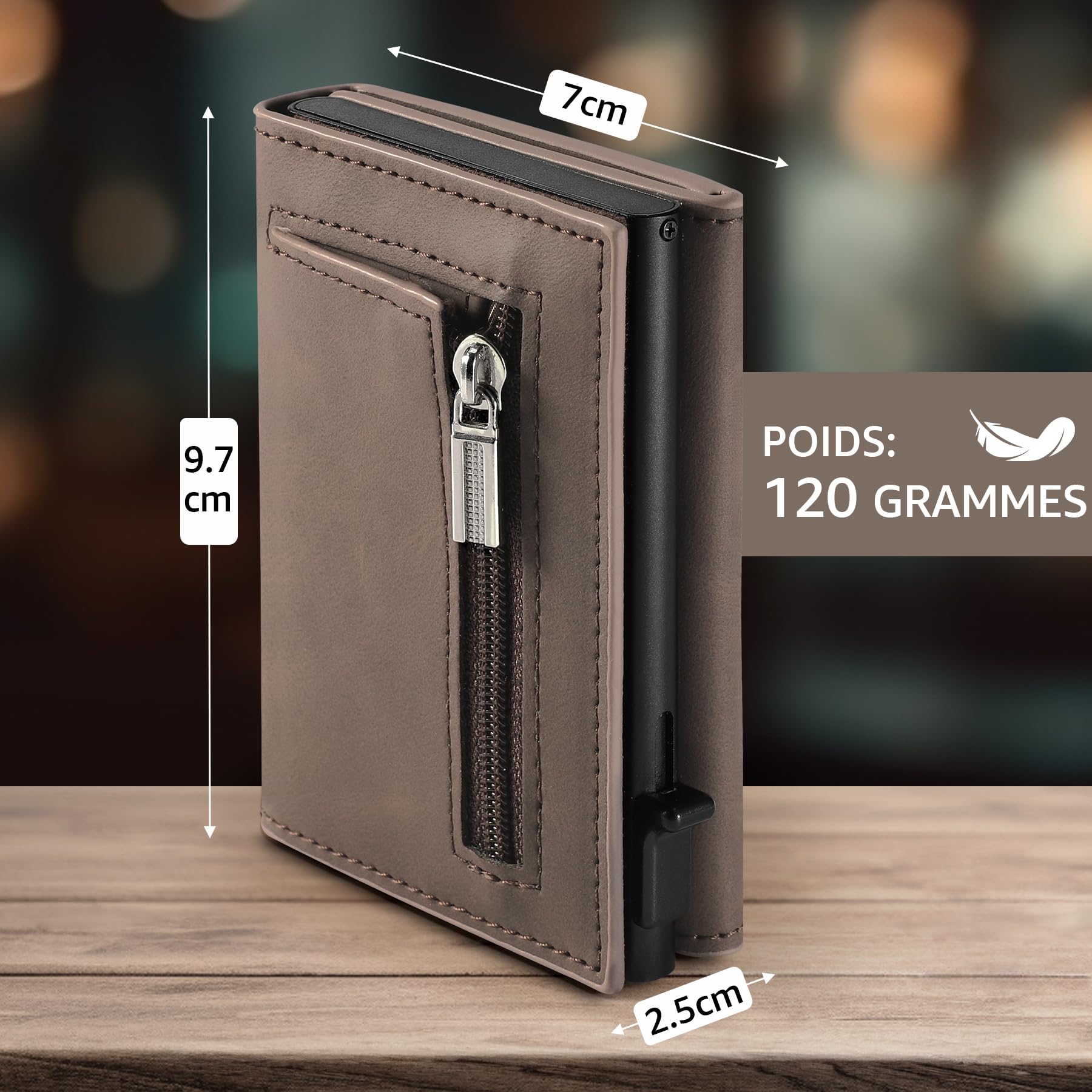 Portefeuille Homme Blocage RFID Cuir Porte Carte 9 Cartes Marron
