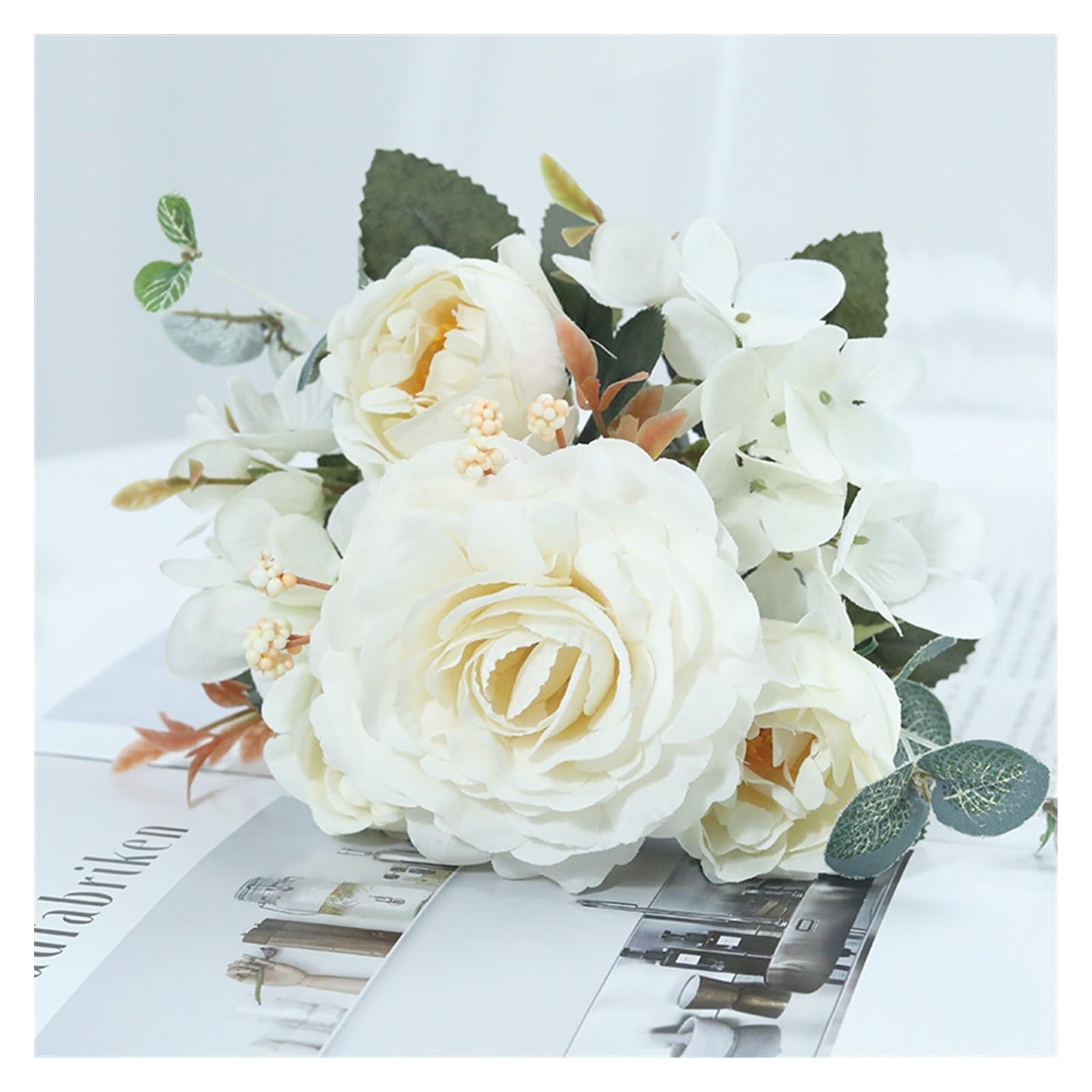 Z4T8M2K6G5 Artificial floral arrangement Beautiful Roses Artificial Flowers For Home Wedding Decorations Bouquet Fake Flower(D)