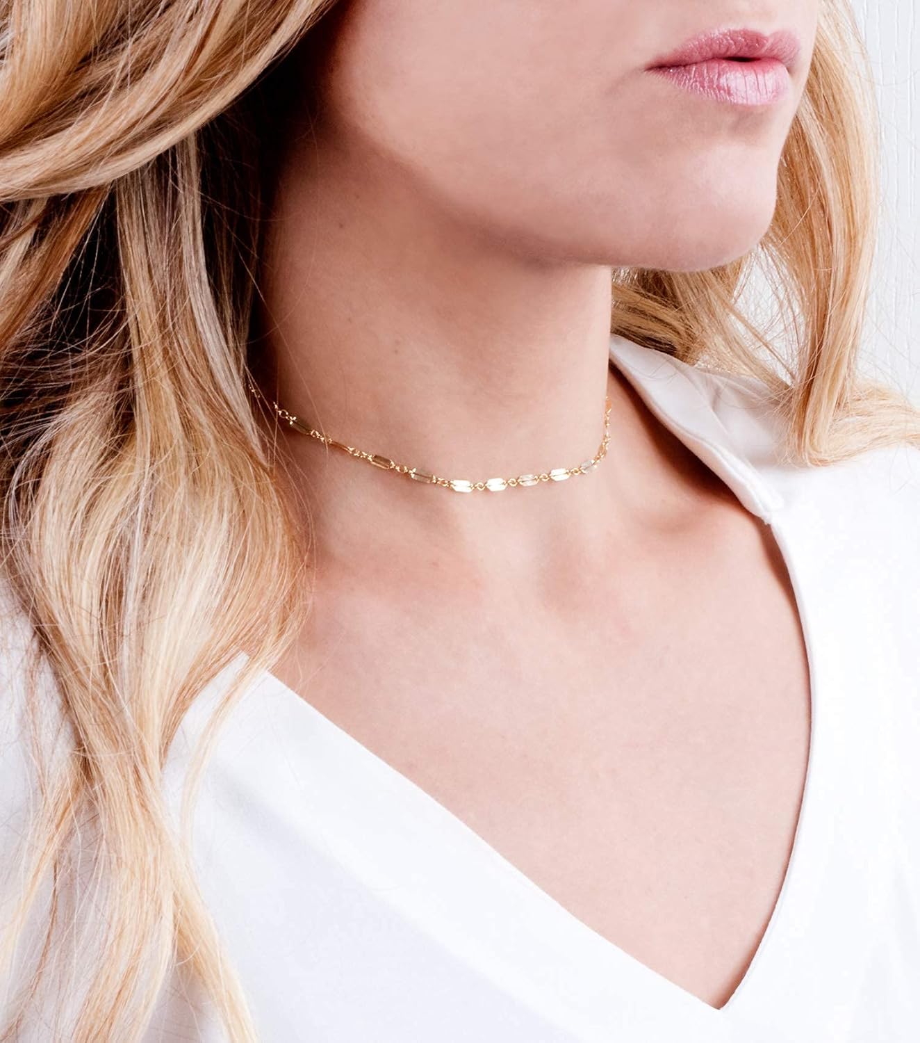 14K Gold Filled Lace Choker Necklace - Designer Handmade Vintage Style Short Necklace 13.5" + 3" Extending Chain - Image 4